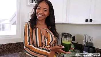 Play Fit stepmom september reign makes a healthy juice for her stepson alex, and she persuades him by getting on all fours and giving him a bj.